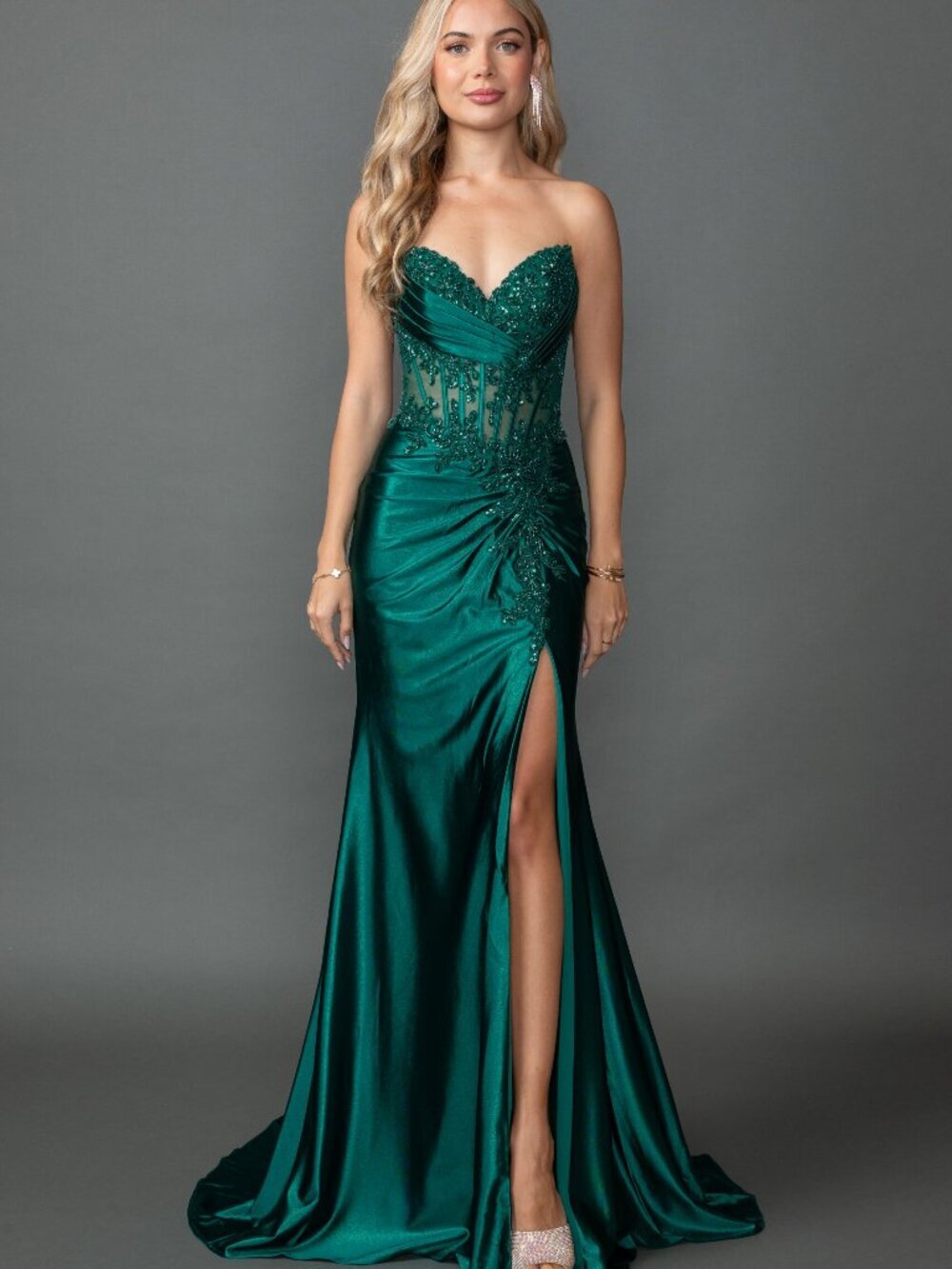 NEW HUNTER-GREEN Evening Gown Floor Length Formal Elegant Stunning 4560